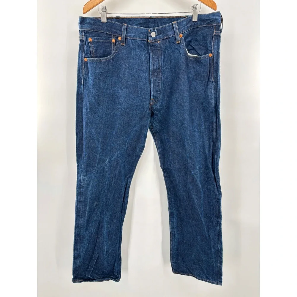 Levis 501 Mens 38x31 Y2K Style Clean Indigo Blue Denim Skater-Loose Fit